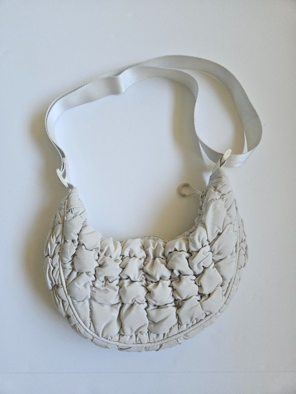 Target Wild Fable White Quilted Crescent Half Moon Crossbody Hobo Bag Purse